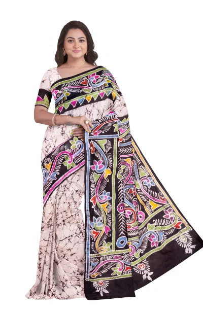 Batik Silk Saree - Multi Colour