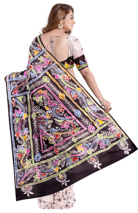Batik Silk Saree - Multi Colour - Image 2