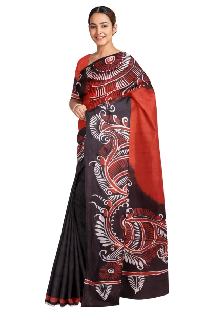 Batik Silk Saree - Black