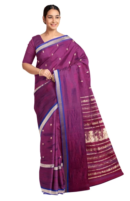 Garod Silk Saree - Magenta - Image 3