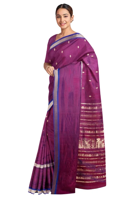 Garod Silk Saree - Magenta - Image 2