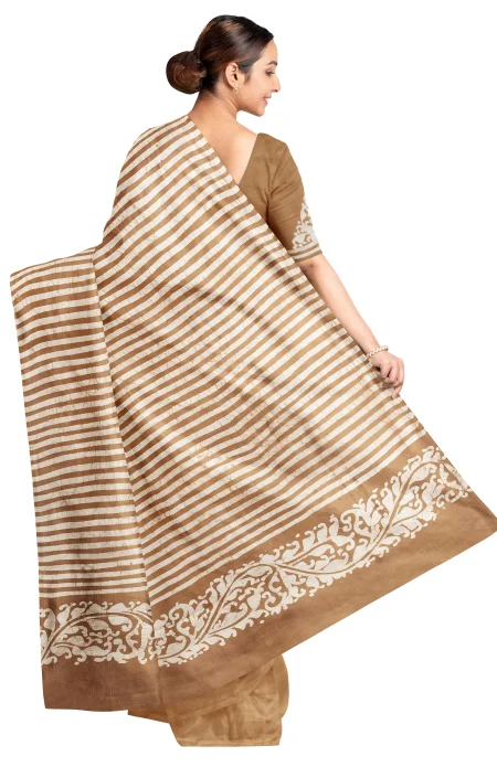 Batik Silk Saree - Brown - Image 2