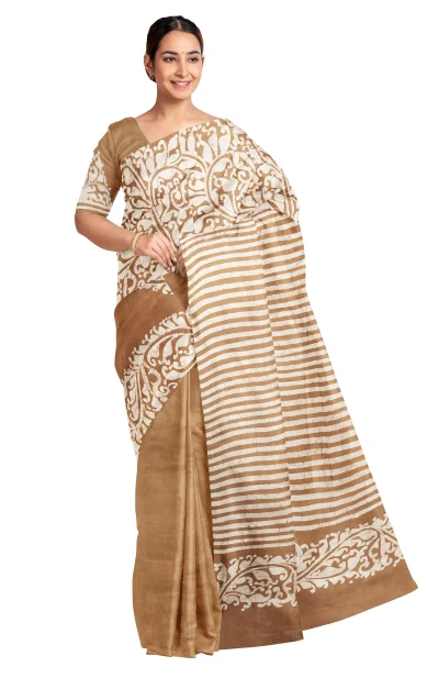 Batik Silk Saree - Brown