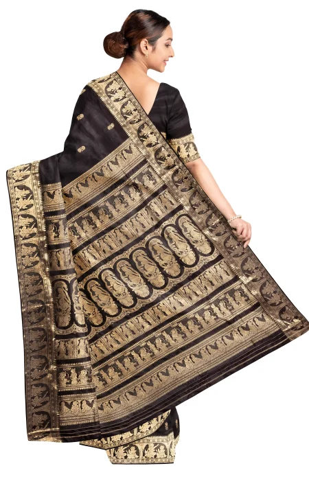 Baluchari Silk Saree - Black - Image 4