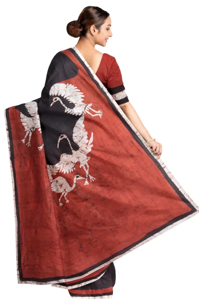 Batik Silk Saree - Black