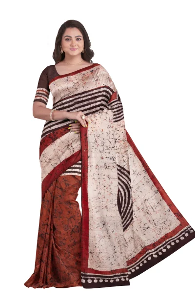 Batik Silk Saree - Multi Colour