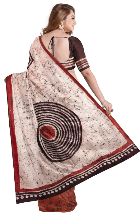 Batik Silk Saree - Multi Colour - Image 2