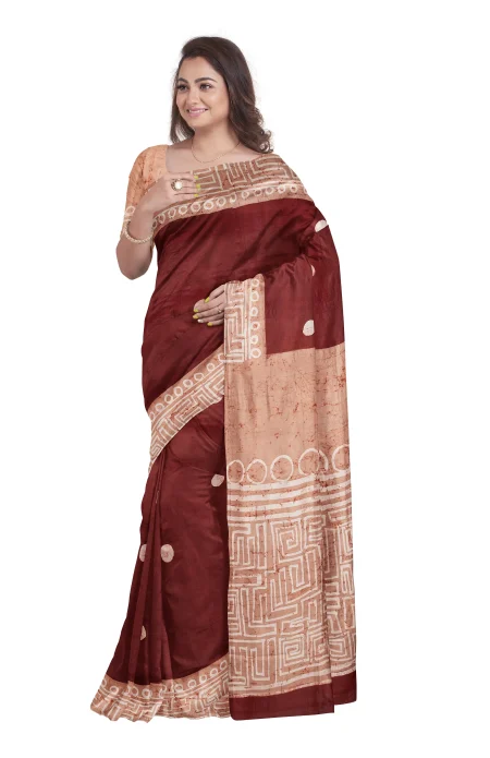 Batik Silk Saree - Multi Colour - Image 3