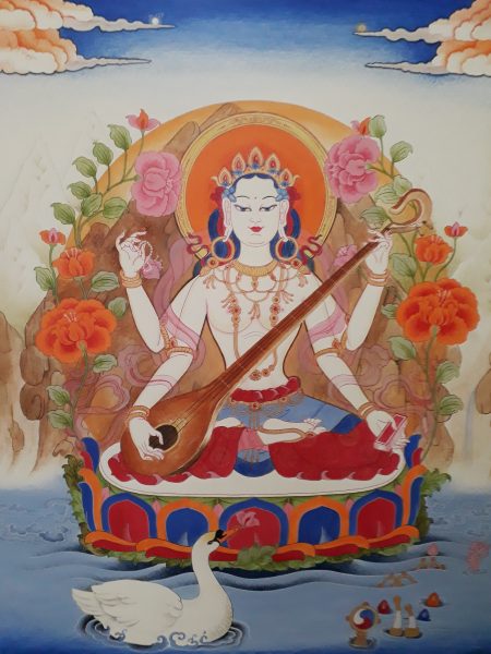 SARASWATI (Sanskrit) or YANGCHEN LHAMO (Tibetan) Painting - Image 2