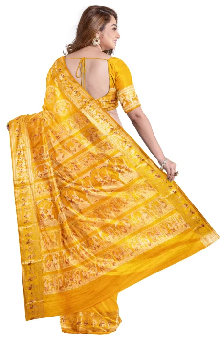 Swarnachari Silk Saree - Mustard Yellow - Image 3