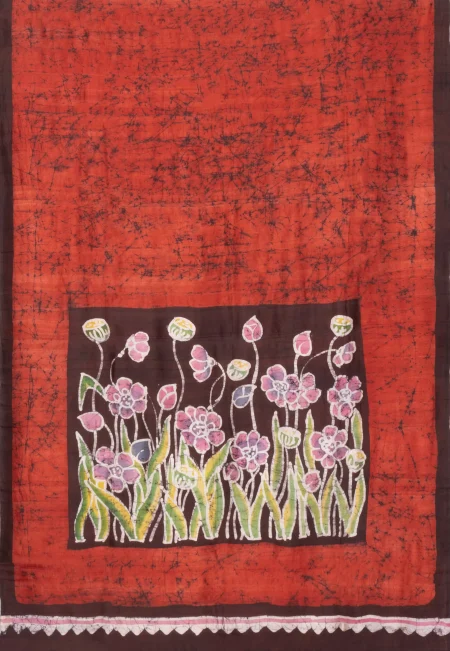 Batik Silk Saree - Multi Colour - Image 4