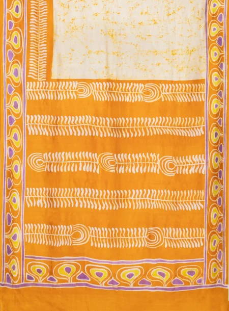 Batik Silk Saree - Orange - Image 4