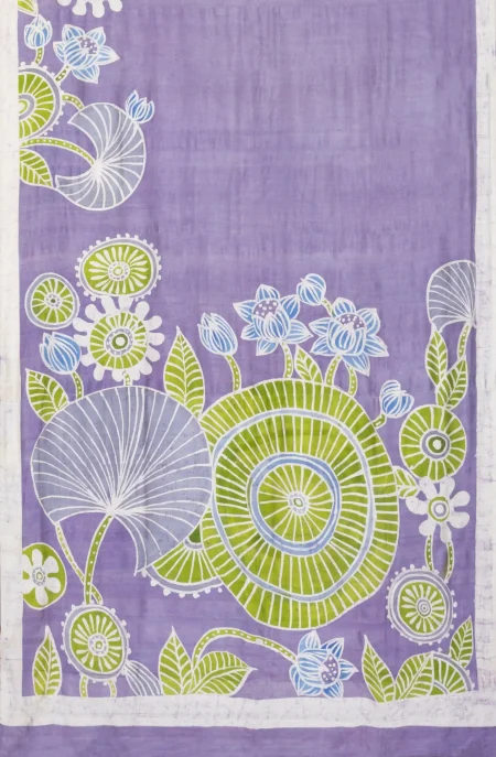 Batik Silk Saree - Lavender - Image 4