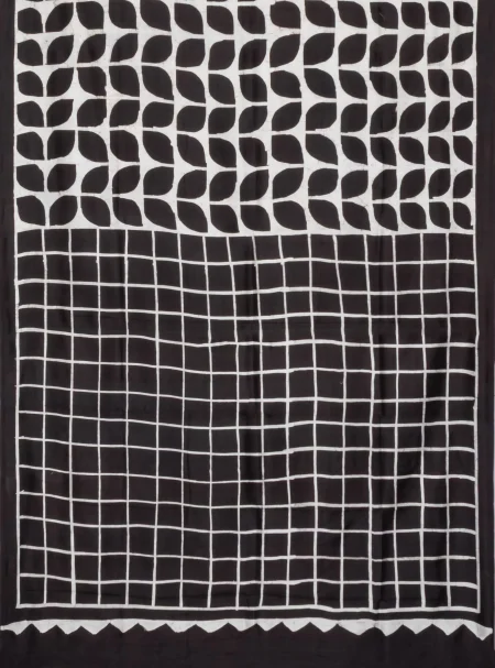 Batik Silk Saree - Black - Image 4