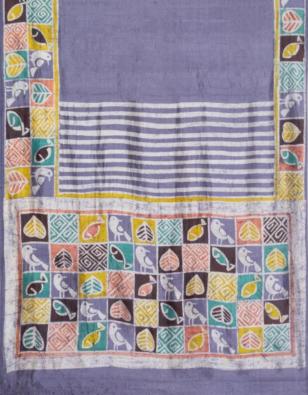 Batik Silk Saree - Multi Colour - Image 4