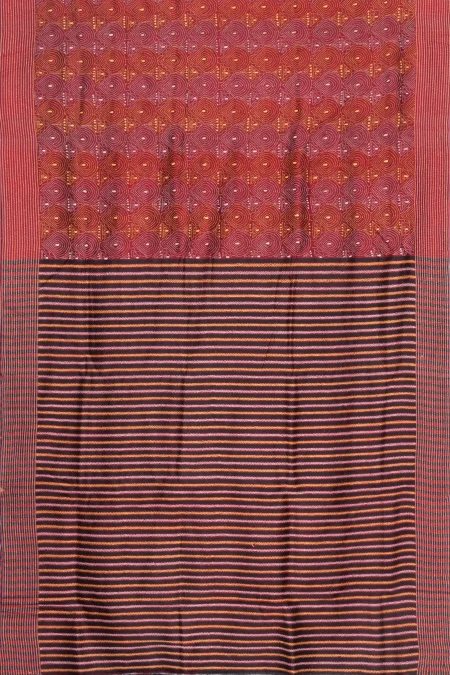 Handcrafted Kantha Silk Saree - Maroon - Image 4