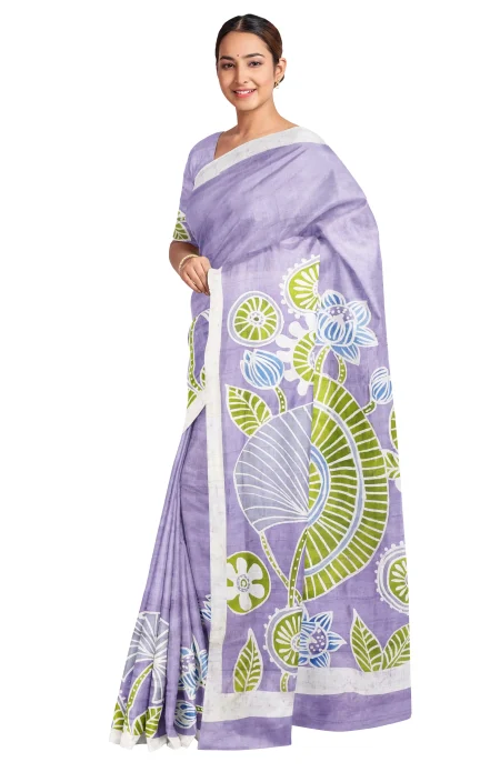 Batik Silk Saree - Multi Colour - Image 2