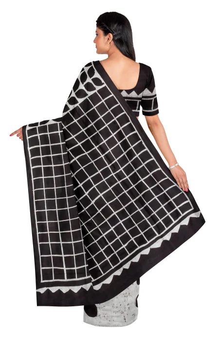 Batik Silk Saree - Black - Image 2