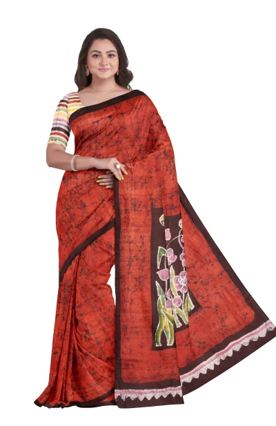 Batik Silk Saree - Multi Colour