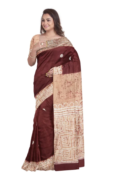 Batik Silk Saree - Multi Colour - Image 2