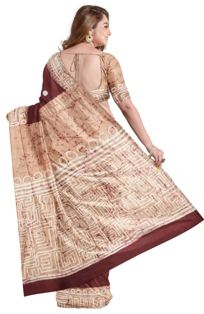Batik Silk Saree - Multi Colour