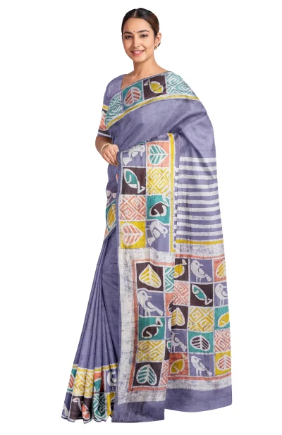 Batik Silk Saree - Multi Colour