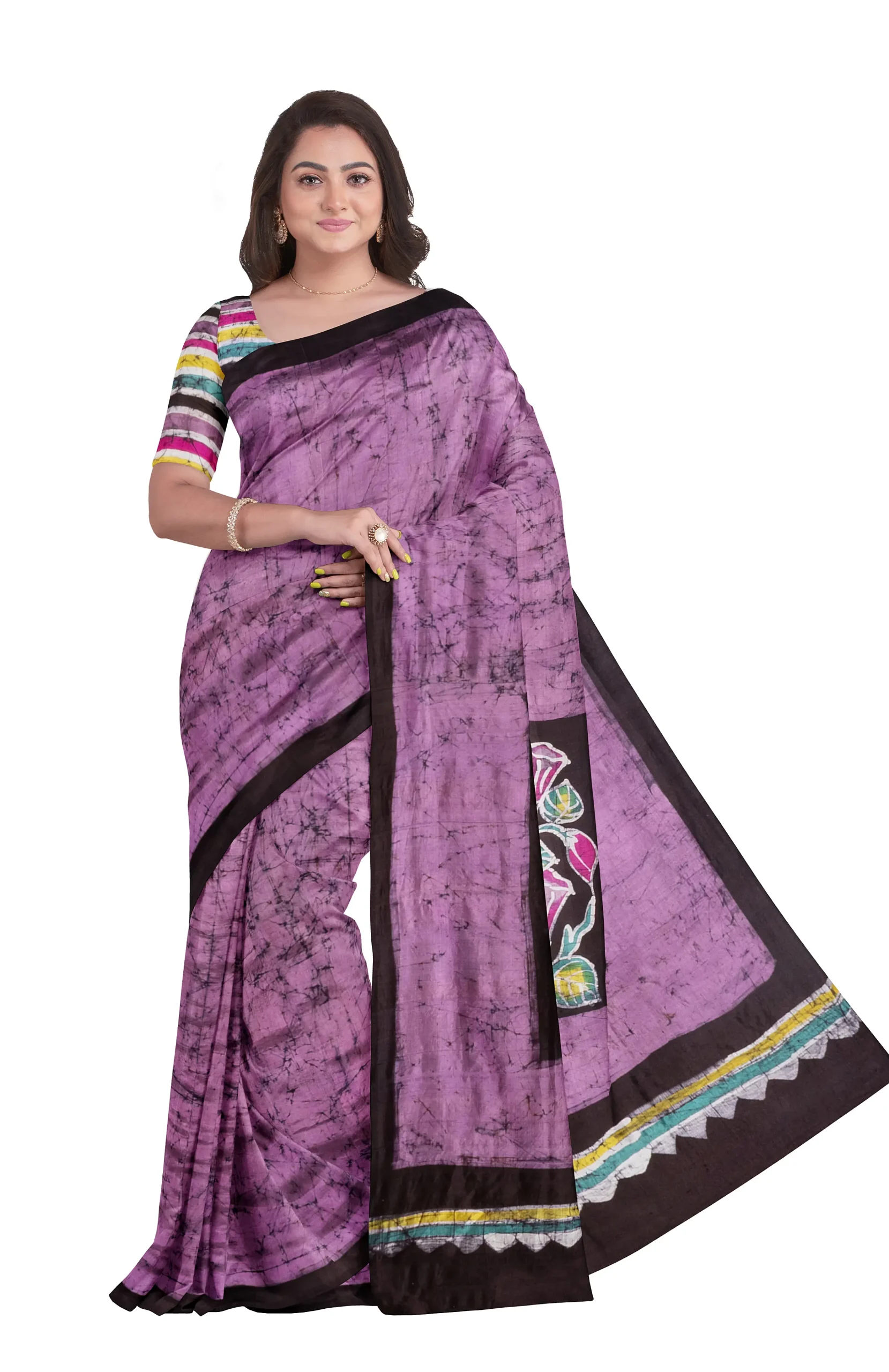 Batik Silk Saree - Multi Colour - Image 2