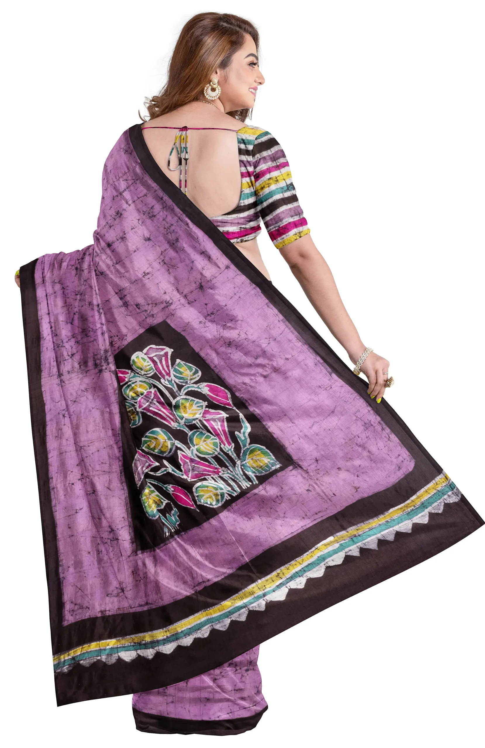 Batik Silk Saree - Multi Colour