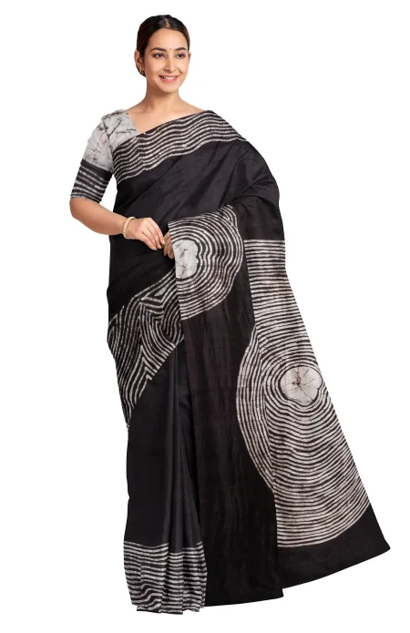 Batik Silk Saree - Multi Colour - Image 3