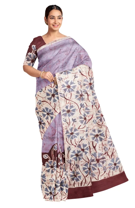 Batik Silk Saree - Multi Colour - Image 3