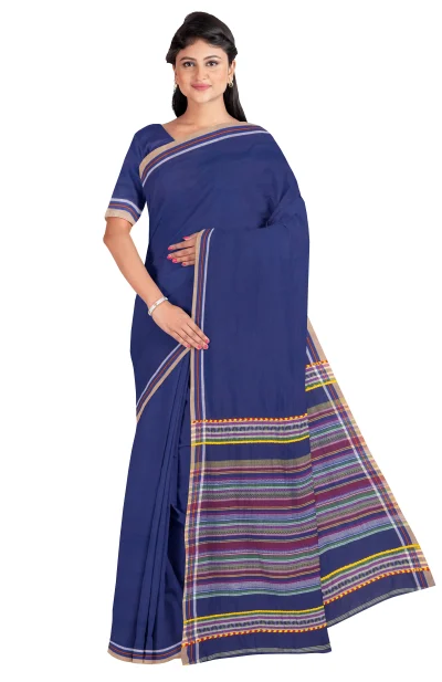 Handwoven Tangail Cotton Saree - Blue