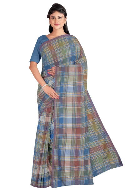 Handwoven Tangail Cotton Saree - Multi Colour