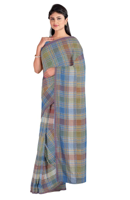 Handwoven Tangail Cotton Saree - Multi Colour - Image 3