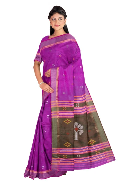 Handwoven Bishnupuri Silk Saree - Purple