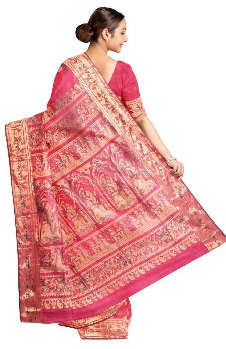 Swarnachari Silk Saree - Burgundy - Image 2