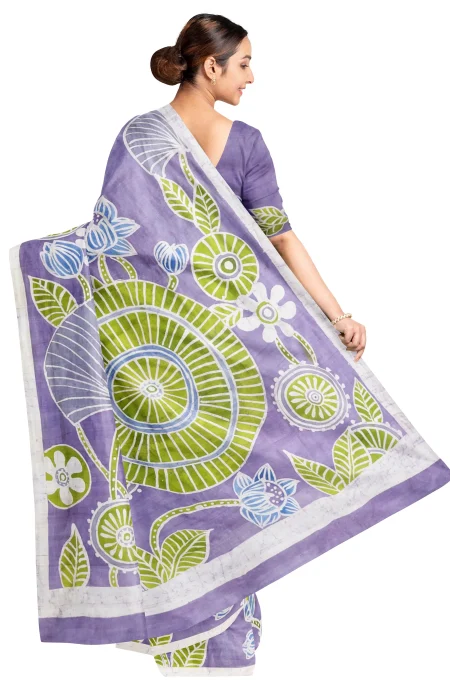 Batik Silk Saree - Lavender - Image 2