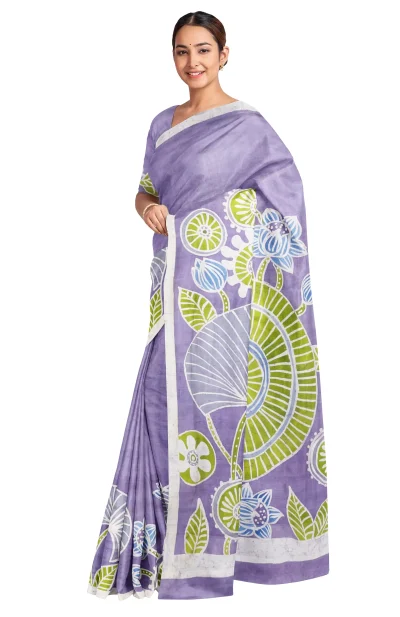 Batik Silk Saree - Lavender