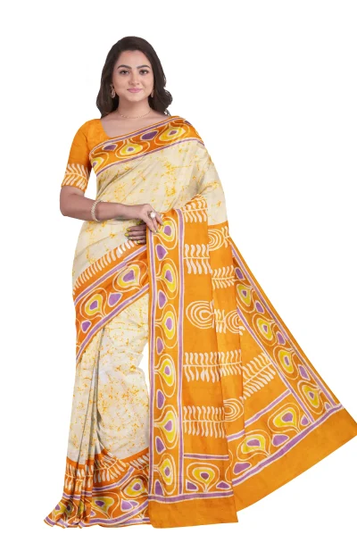 Batik Silk Saree - Orange