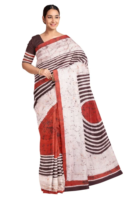 Batik Silk Saree - Multi Colour - Image 3