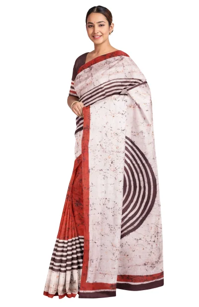Batik Silk Saree - Multi Colour