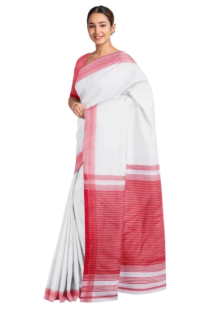 Handwoven Bishnupuri Silk Saree - Off-White