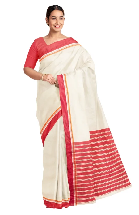 Garod Silk Saree - Off-White - Image 3