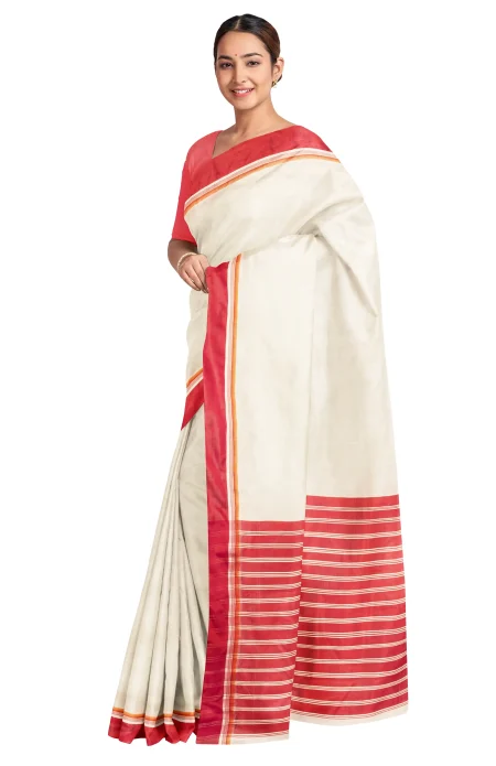 Garod Silk Saree - Off-White