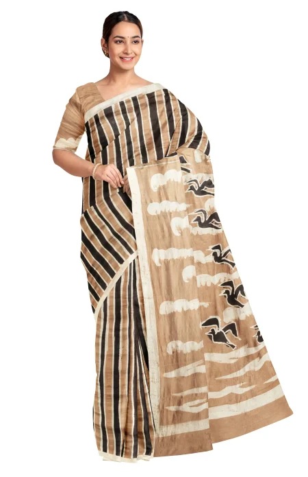 Batik Silk Saree - Multi Colour - Image 3