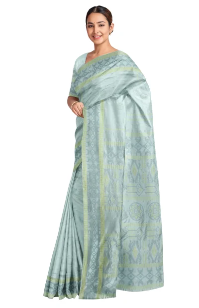 Tangail Tussar Silk Saree - Teal