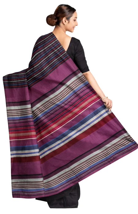 Handwoven Tangail Silk Saree - Multi Colour - Image 2