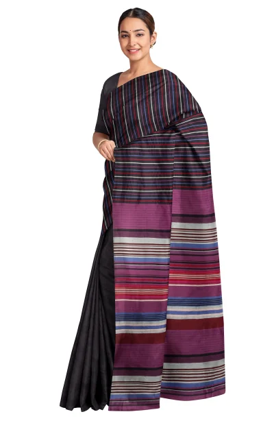 Handwoven Tangail Silk Saree - Multi Colour