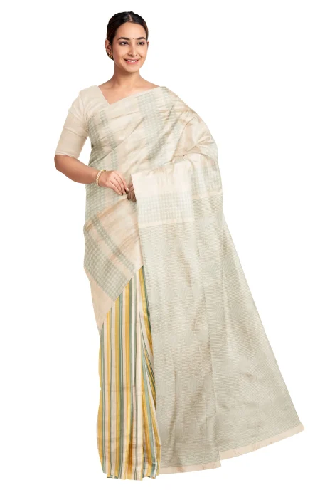 Handwoven Tangail Cotton Saree - Multi Colour - Image 3