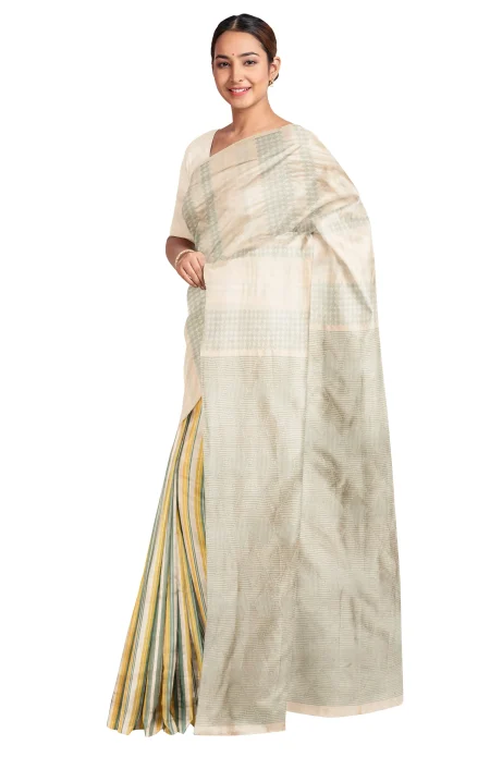Handwoven Tangail Cotton Saree - Multi Colour