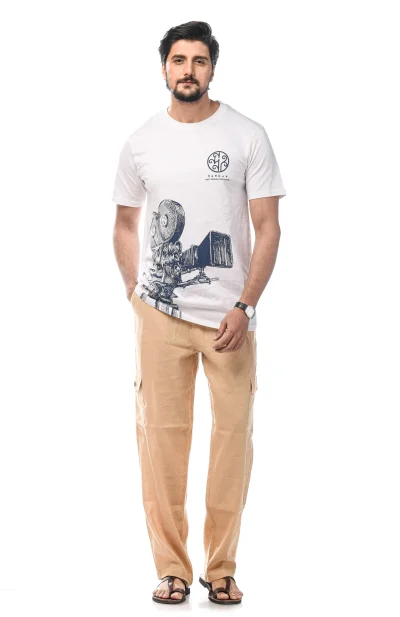 Cotton Linen Cargo Pant - Beige